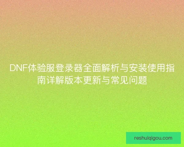DNF体验服登录器全面解析与安装使用指南详解版本更新与常见问题