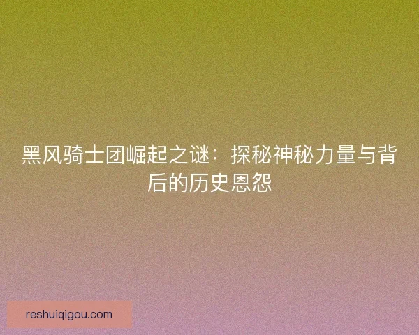 黑风骑士团崛起之谜：探秘神秘力量与背后的历史恩怨