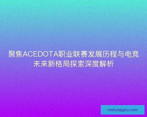 聚焦ACEDOTA职业联赛发展历程与电竞未来新格局探索深度解析