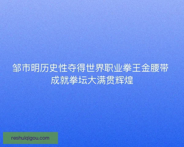 邹市明历史性夺得世界职业拳王金腰带 成就拳坛大满贯辉煌