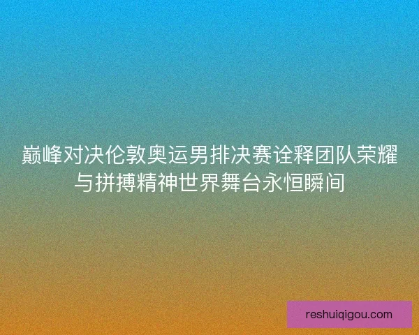 巅峰对决伦敦奥运男排决赛诠释团队荣耀与拼搏精神世界舞台永恒瞬间