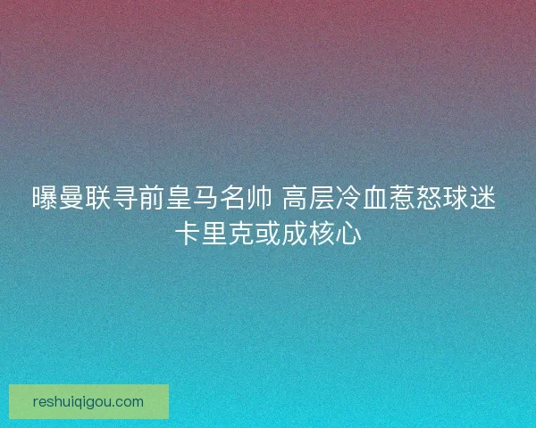 曝曼联寻前皇马名帅 高层冷血惹怒球迷 卡里克或成核心